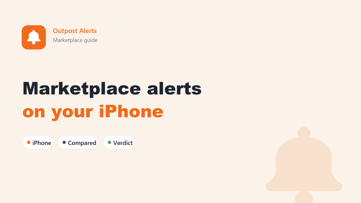 iPhone lock screen showing a push notification for a new Facebook Marketplace listing that matches a saved watchlist