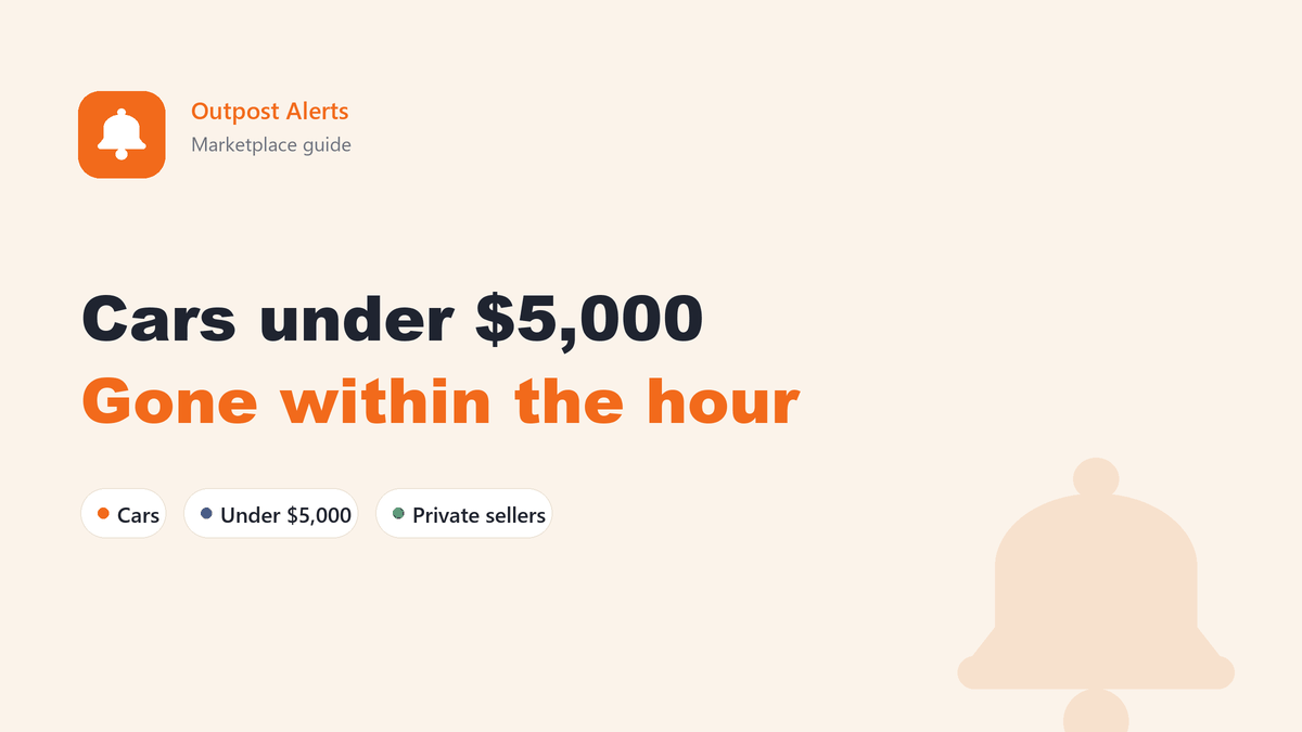 Facebook Marketplace alert showing a private-seller car listed under $5,000 minutes after it went live