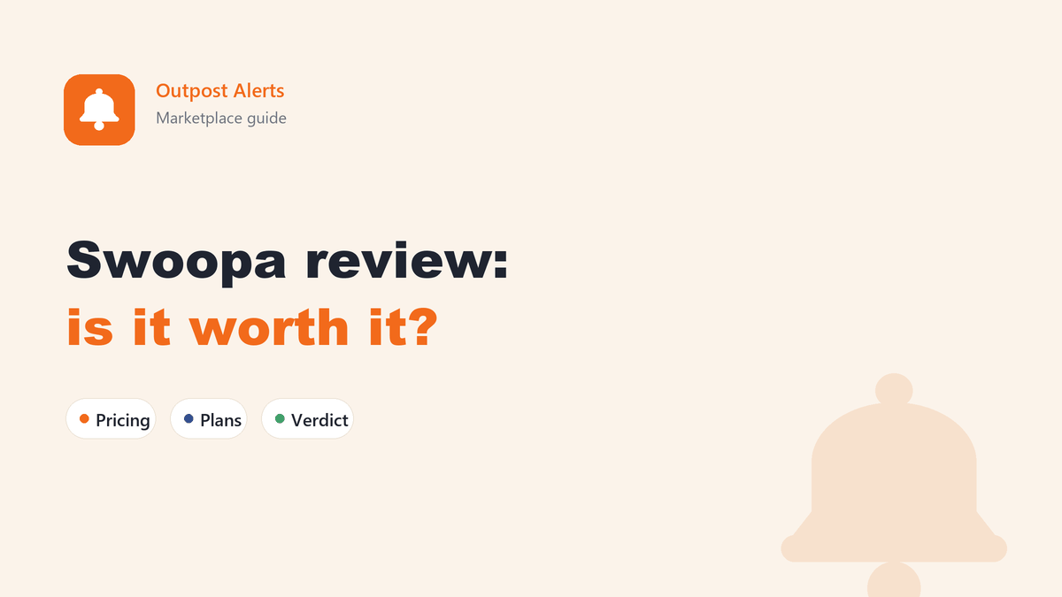 Review summary of the Swoopa marketplace alert app showing its three plans and monthly prices