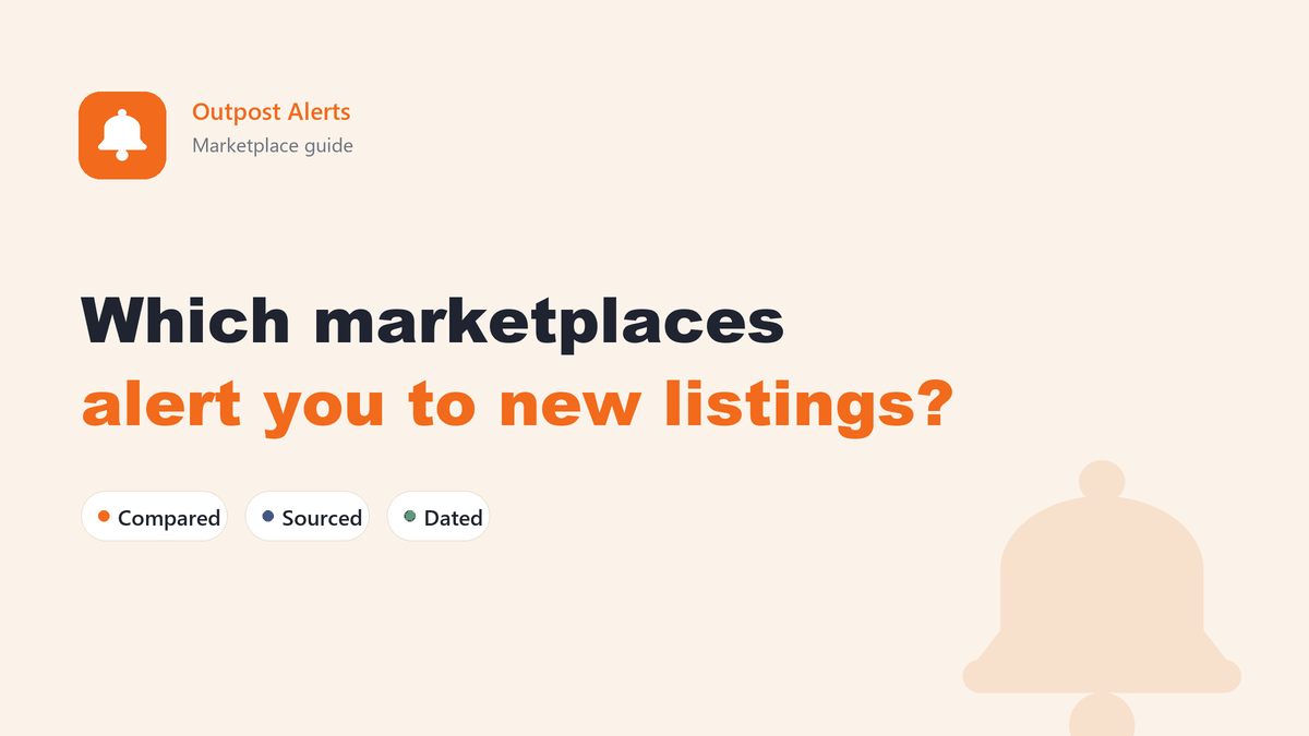 Table comparing saved search alerts across secondhand marketplaces including eBay, Gumtree, Vinted and Facebook Marketplace